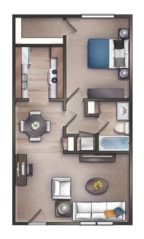 1bedroom 1bath Maple Floor Plan at Retreat at Brightside, Louisiana, 70820